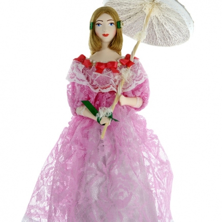 Фотография 1: Кукла фарфоровая коллекционная с зонтиком