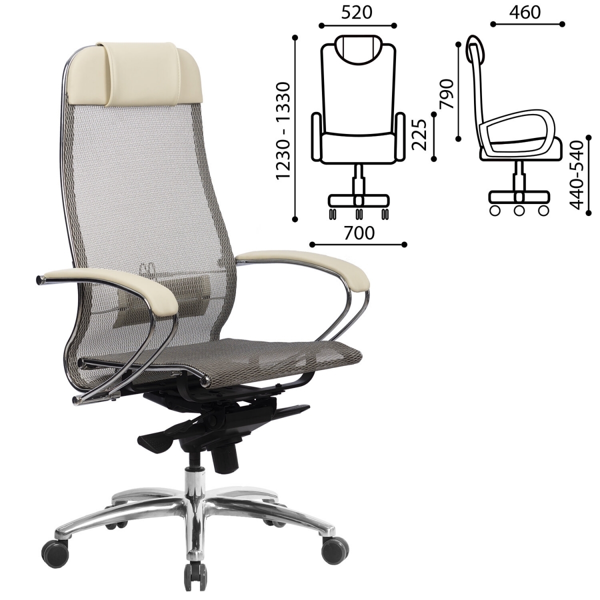 Фотография 1: Кресло офисное МЕТТА «SAMURAI» S-1.04, сверхпрочная ткань-сетка, бежевое