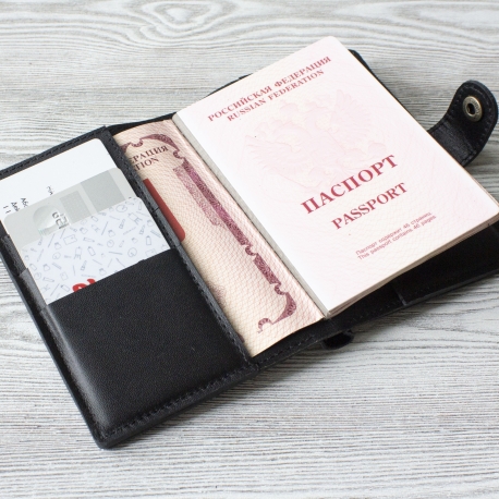 Фотография 4: Портмоне из натуральной кожи "Наппа"  для паспорта,  карт, банкнот
