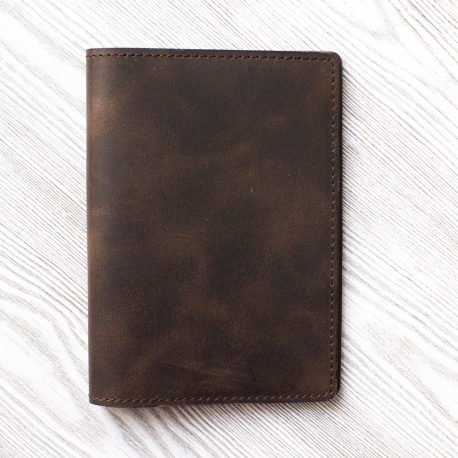 Фотография 1: Обложка коричневая, из натуральной кожи, для паспорта  "Каштан"
