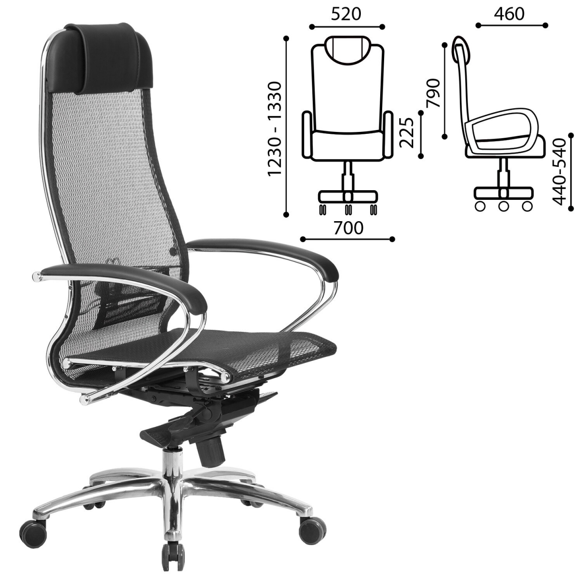 Фотография 1: Кресло офисное МЕТТА «SAMURAI» S-1.04, сверхпрочная ткань-сетка, черное
