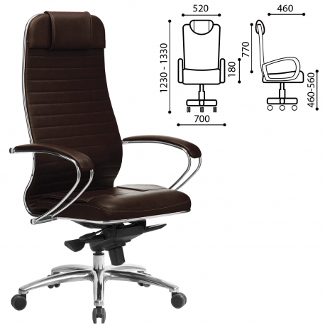 Фото: Кресло офисное МЕТТА «SAMURAI» KL-1.04, кожа, темно-коричневое