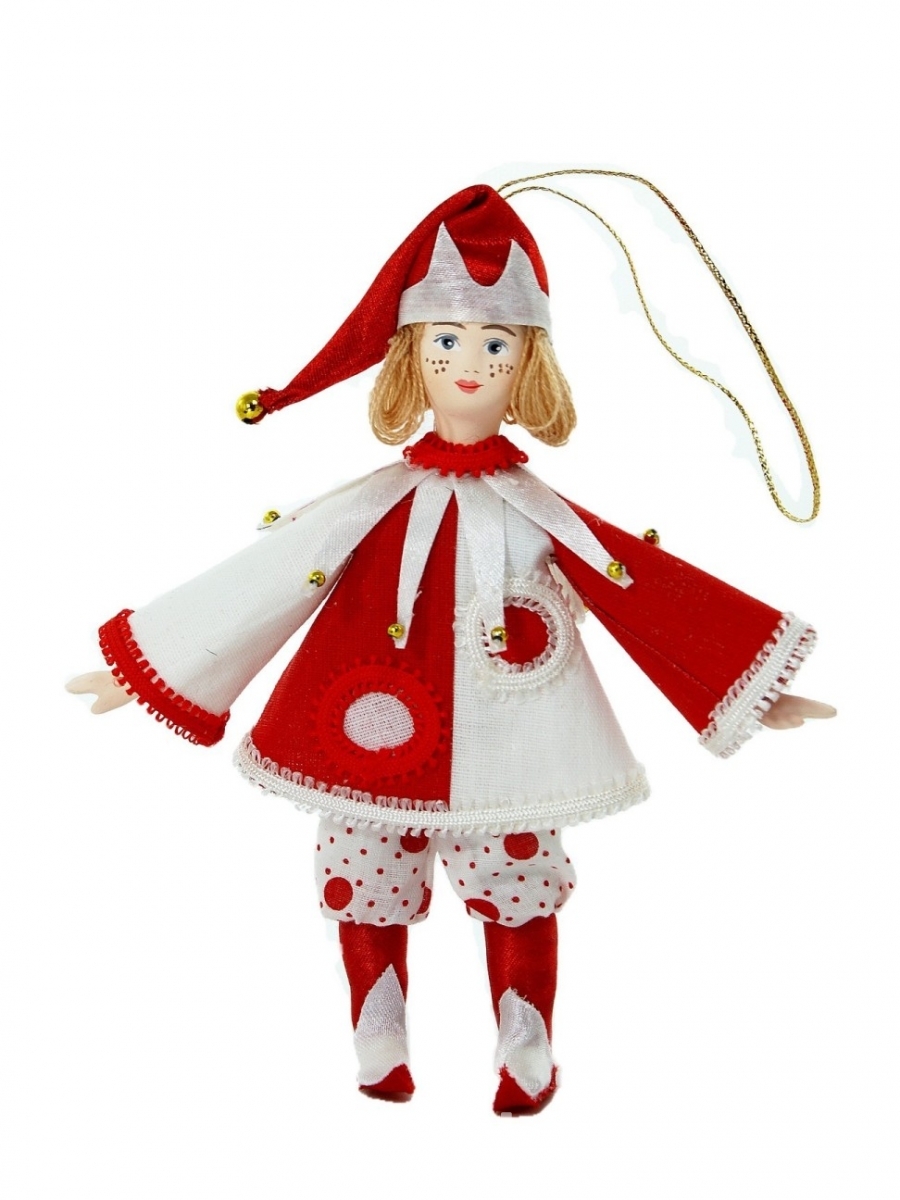 Фотография 1: Кукла подвесная сувенирная фарфоровая Скоморох