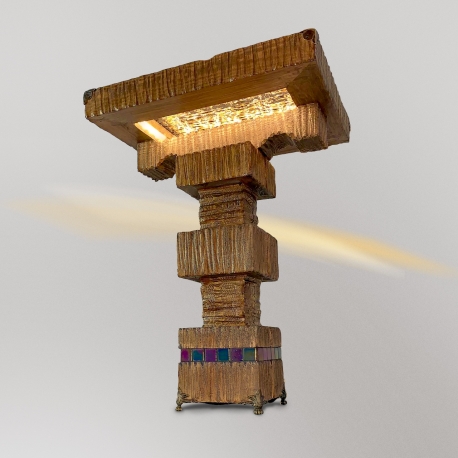 Фотография 1: Декоративный интерьерный светильник из натурального дерева ручной работы "Весы"