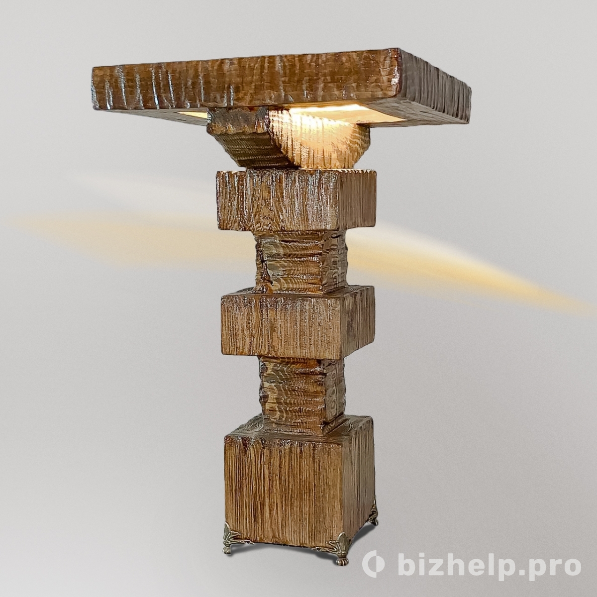 Фотография 1: Декоративный интерьерный светильник из натурального дерева ручной работы "Море"