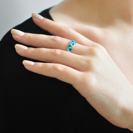 Фотография 2: Кольцо из серебра (золочение), синее